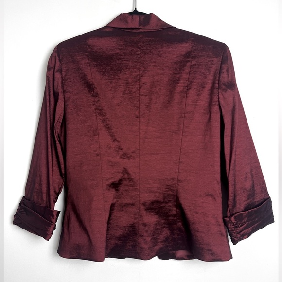 Vintage Cachet Sz 12 Burgundy Satin Iridescent Formal Evening Jacket Top - Picture 2 of 8
